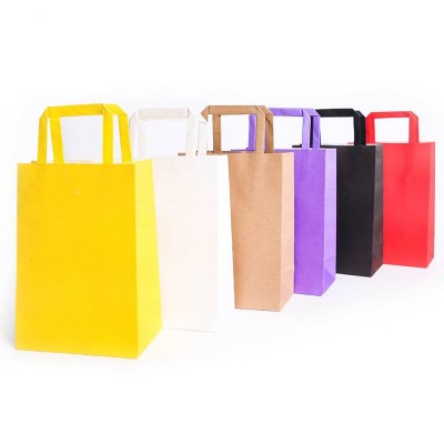 China Manufacturer Hot Sell Colorful Recycled Stock Kraft Paper Gift Shopping Bags With Paper Handles