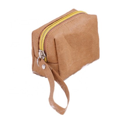 Customized Eco-friendly Zipper Washable Dupont Tyvek Clutch Bag Wallet Women Kraft Paper Small Coin Bag With Wristlet