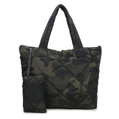 3Pcs/set Camouflage Print Female Shoulder Crossbody Bag Ladies Large Puffy Shopper Tote Bag Women Handbag With Coin Bag