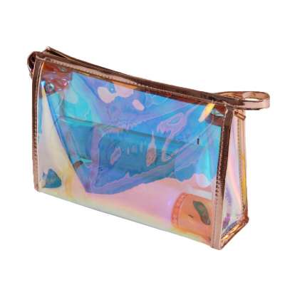 Customized Outdoor Travel Transparent Laser Plastic Pouch Holographic Waterproof TPU Makeup Cosmetic Bags For Women