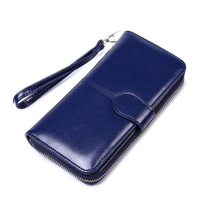 Custom Candy Color PU Leather Buckle Female Card Money Holder Zipper Ladies Purse Clutch Bag Women Long Wallet With Phone Pocket