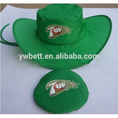 Low price and high quality nylon foldable pop up cowboy hat, foldable pop up cowboy cap