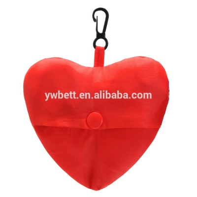 Heart shape red foldable travel shopping tote bag