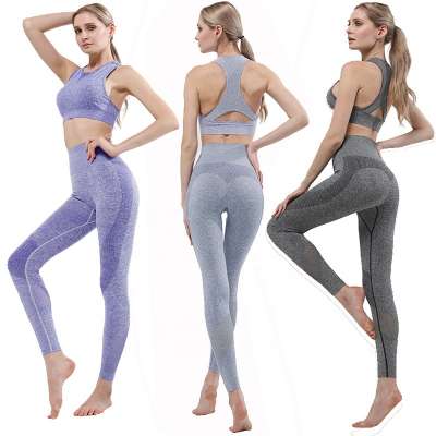 New Style Sexy Quick-dry Running Fitness Vest Type Bra Legging Suit Women Exercise Gym Seamless Yoga Clothes Set For Female