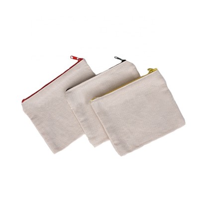 OEM ODM Custom Cheap Eco Friendly Zipper Student Pencil Bag Blank Canvas Makeup Pouch Women Handbag Cotton Cosmetic Bag