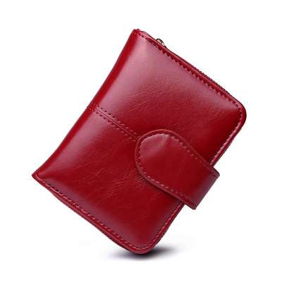 Custom Candy Color Zipper Card Ticket Storage Bag Two Fold Lady Short Purse Female PU Leather Vintage Buckle Women Small Wallet